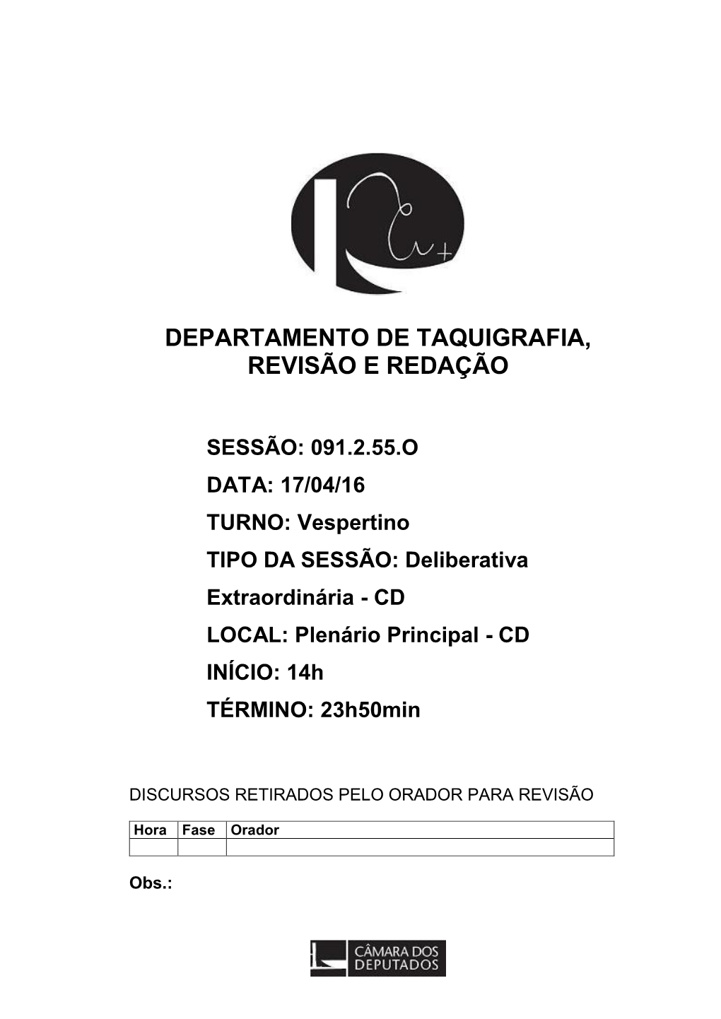 Departamento De Taquigrafia, Revisão E Redação