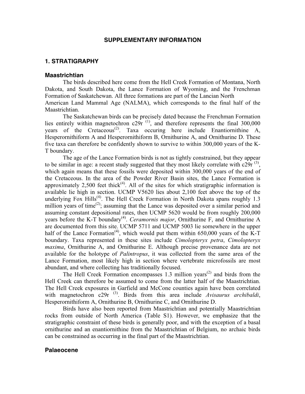 Supplementary Information 1. Stratigraphy