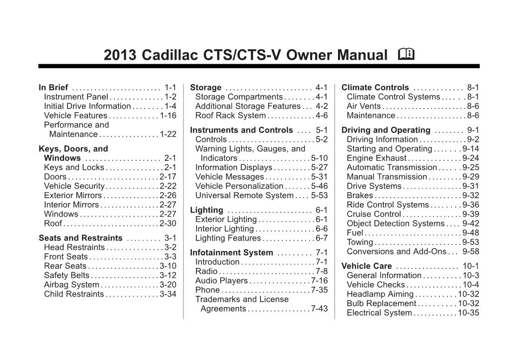 2013 Cadillac CTS/CTS-V Owner Manual M