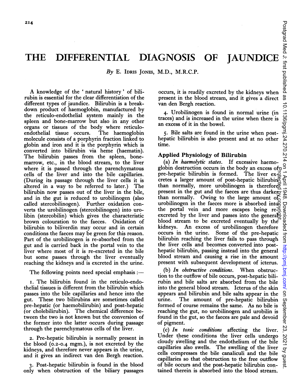 THE DIFFERENTIAL DIAGNOSIS of JAUNDICE by E