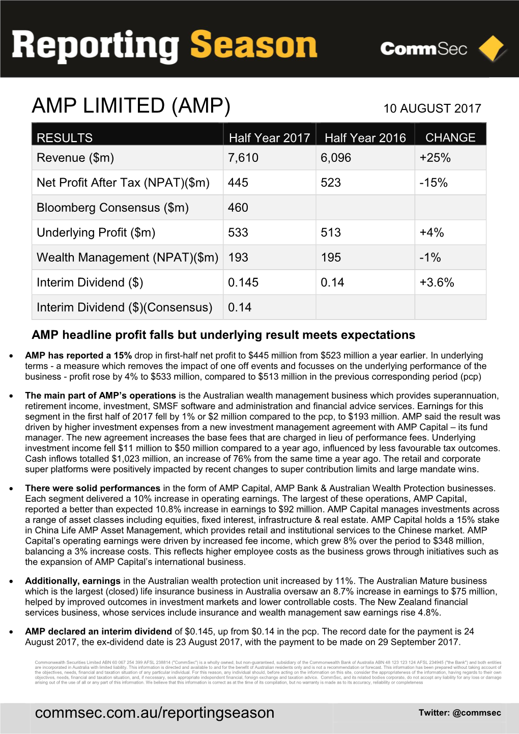 Amp Limited (Amp) 10 August 2017