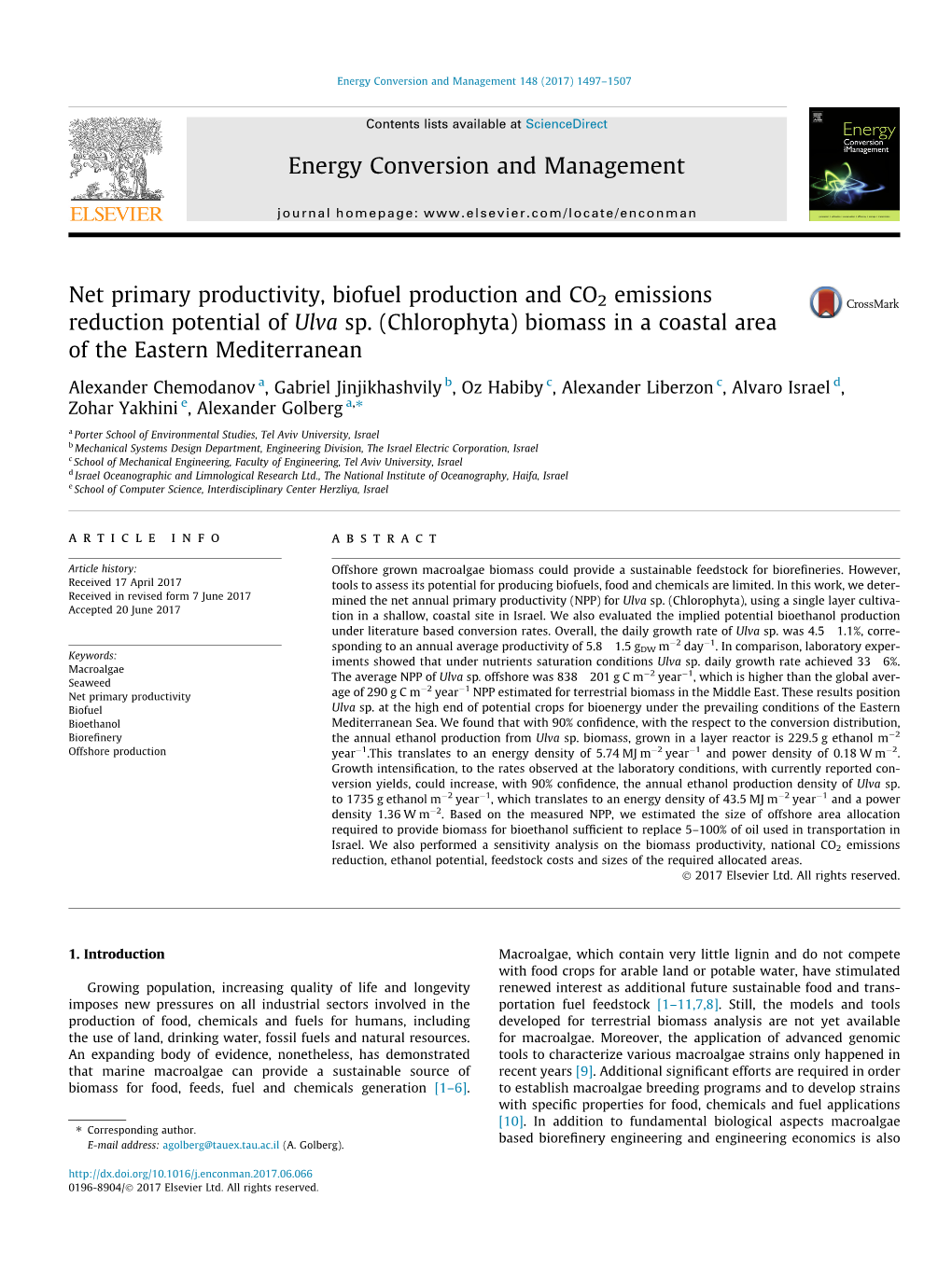 Net Primary Productivity, Biofuel Production and CO2 Emissions Reduction Potential of Ulva Sp