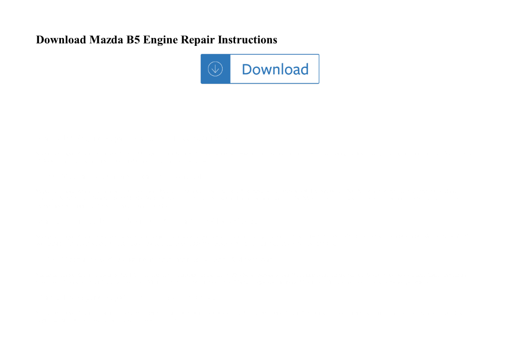 Mazda B5 Engine Repair Instructions