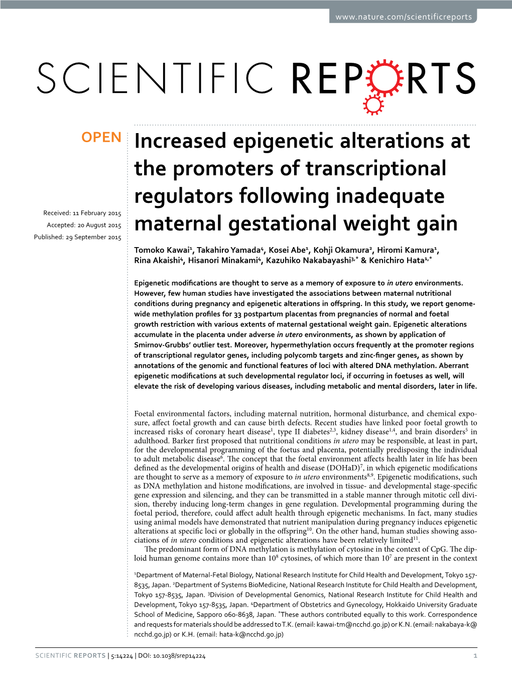 Increased Epigenetic Alterations at the Promoters of Transcriptional