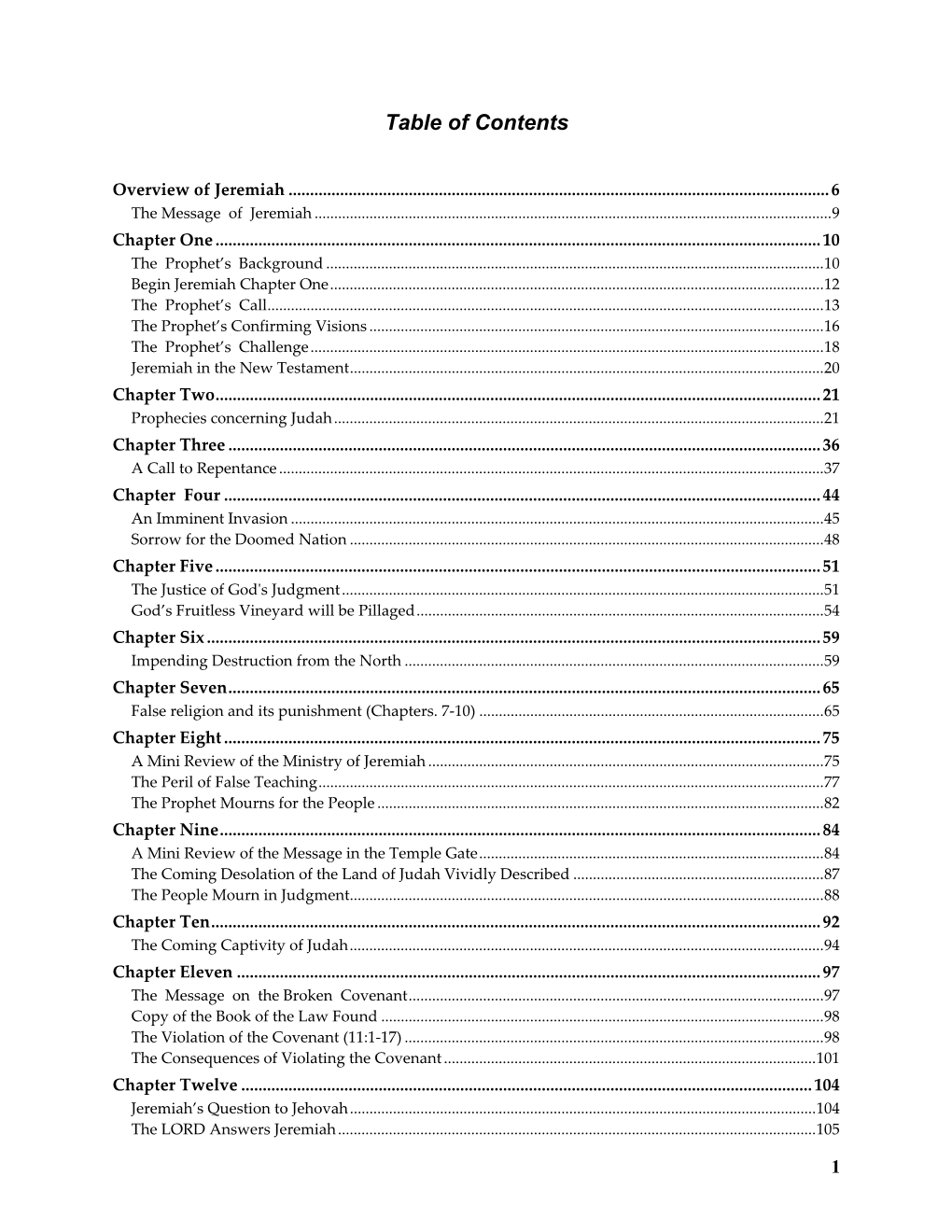 Table of Contents