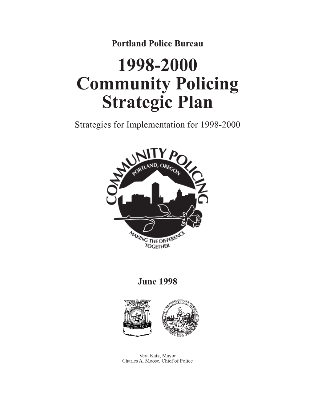 1998-2000 Community Policing Strategic Plan Strategies for Implementation for 1998-2000