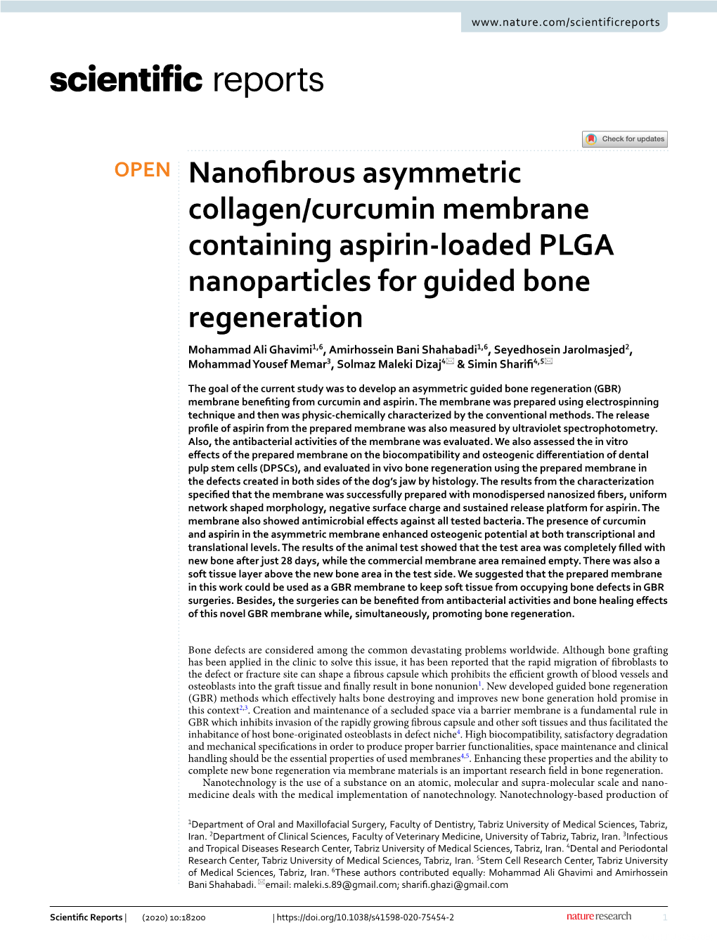 Nanofibrous Asymmetric Collagen/Curcumin Membrane