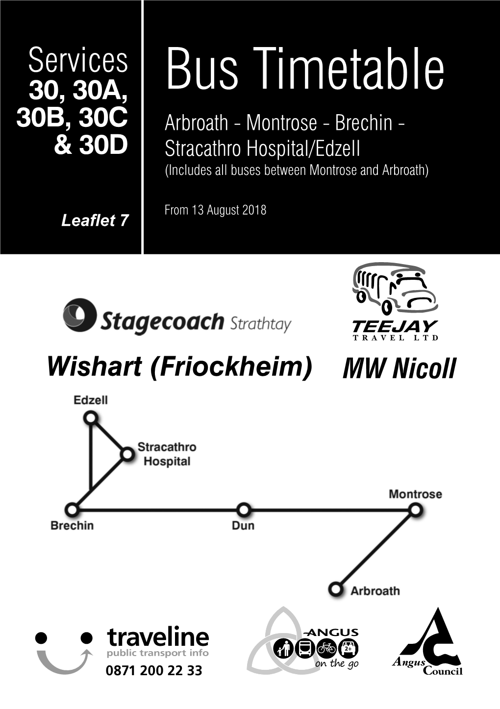 Bus Timetable 30B, 30C Arbroath - Montrose - Brechin - & 30D Stracathro Hospital/Edzell (Includes All Buses Between Montrose and Arbroath)