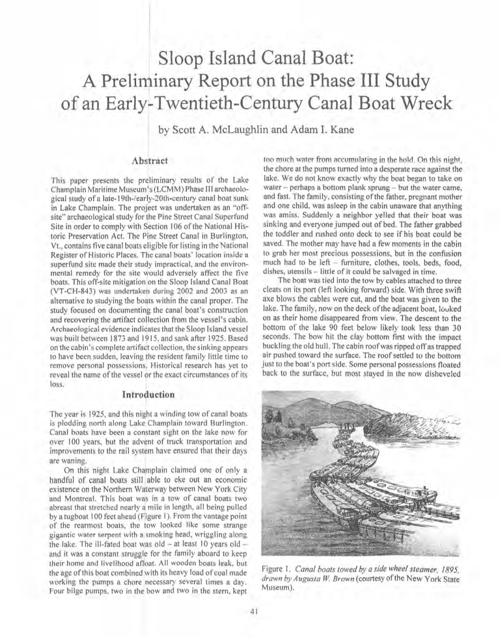 I Sloop Island Canal Boat: a Preliminary Report on the Phase III Study of an Early Twentieth-Century Canal Boat Wreck