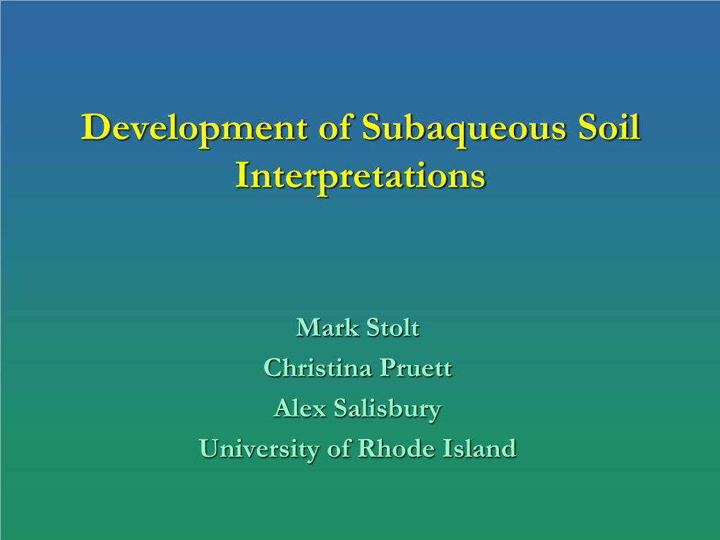 Subaqueous Soil Interpretations