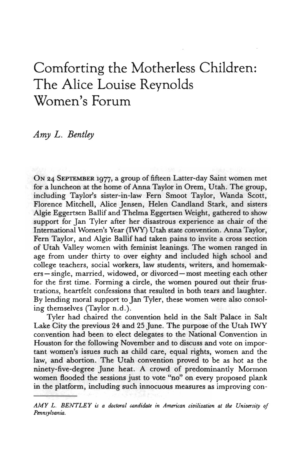 The Alice Louise Reynolds Women's Forum