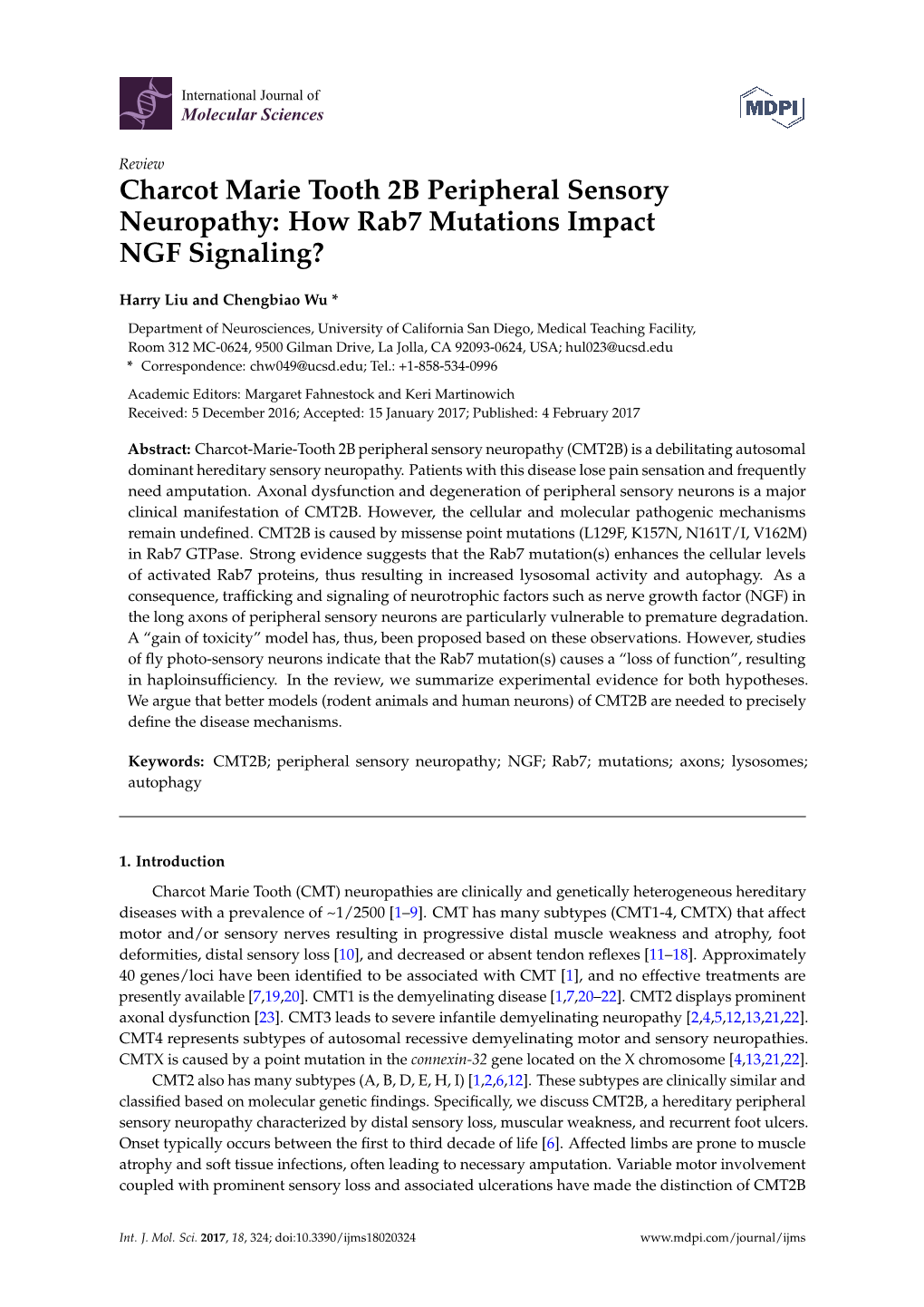 Charcot Marie Tooth 2B Peripheral Sensory Neuropathy: How Rab7 Mutations Impact NGF Signaling?