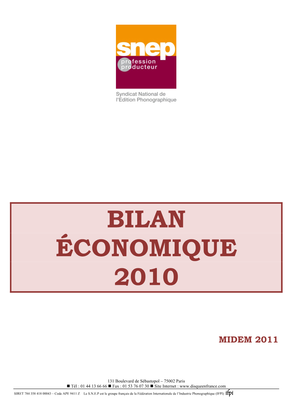 Bilan Économique 2010