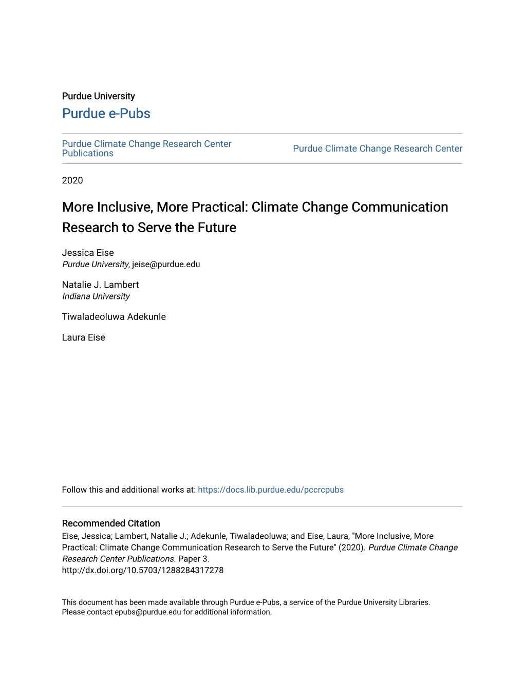 Climate Change Communication Research to Serve the Future