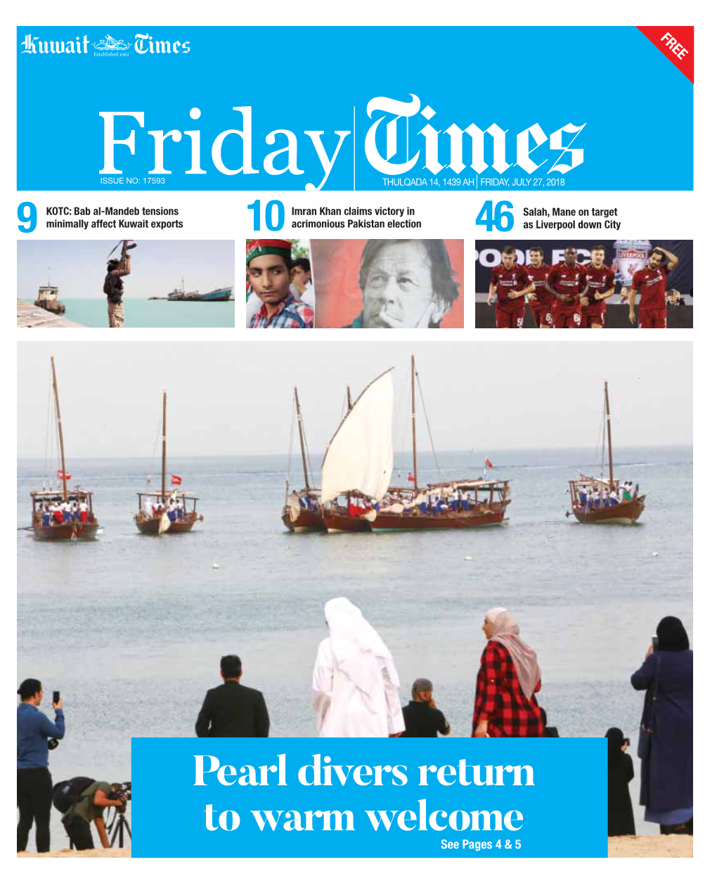 Pearl Divers Return to Warm Welcome See Pages 4 & 5 2 Friday Local Friday, July 27, 2018