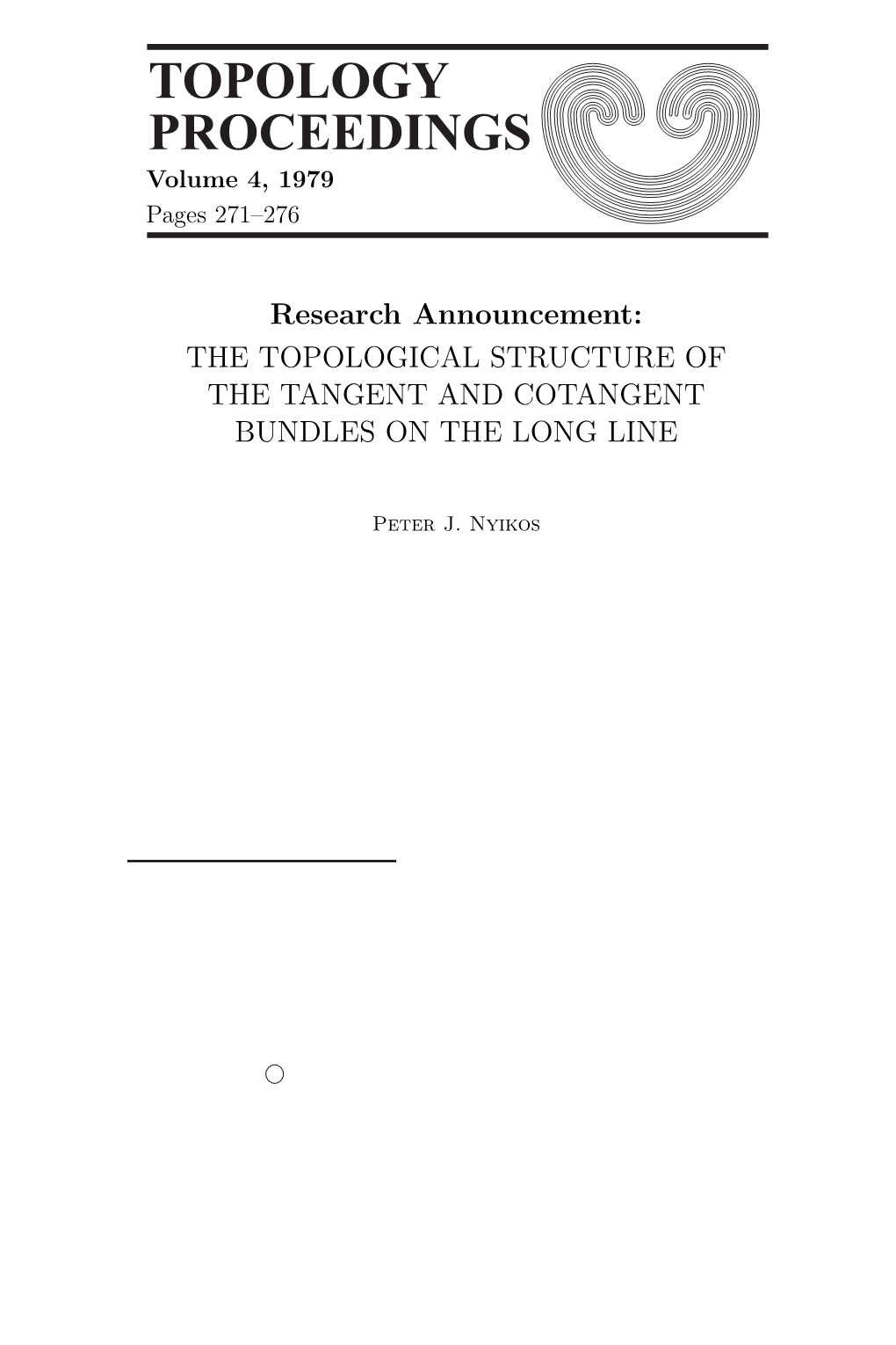Topology Proceedings 4 (1979) Pp. 271-276