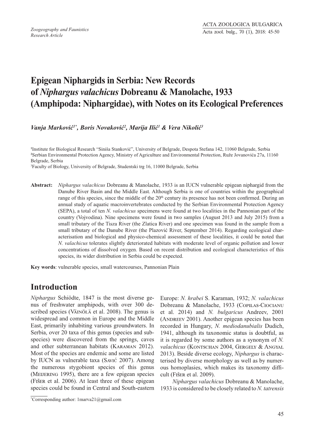 New Records of Niphargus Valachicus Dobreanu & Manolache
