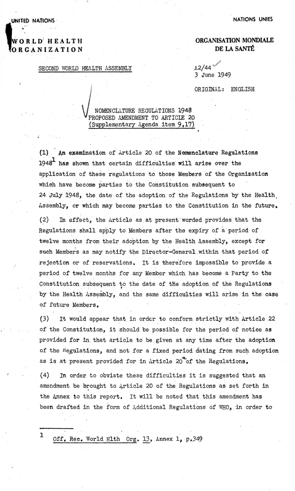 English Nomenclature Regulations 1948 Proposed