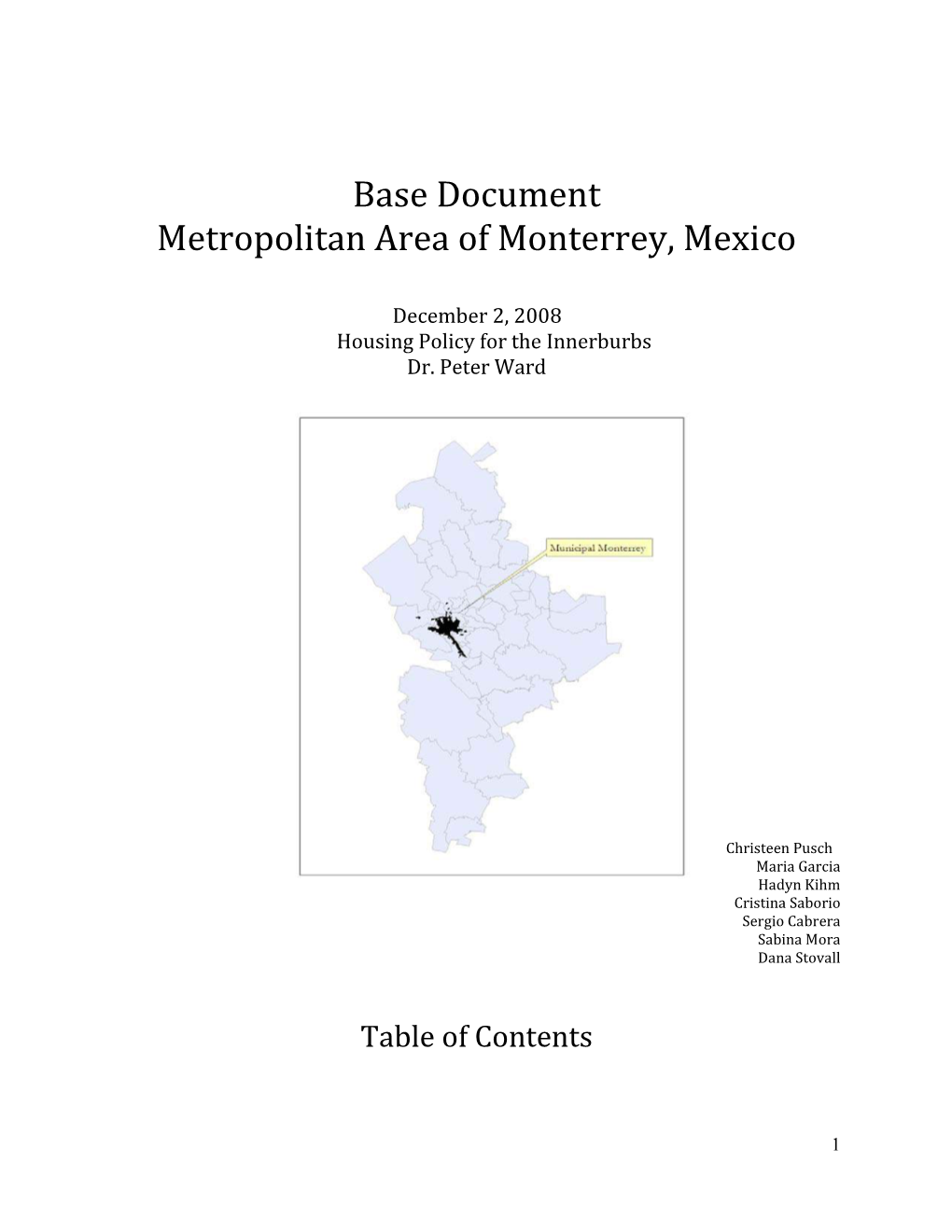 Base Document Metropolitan Area of Monterrey, Mexico