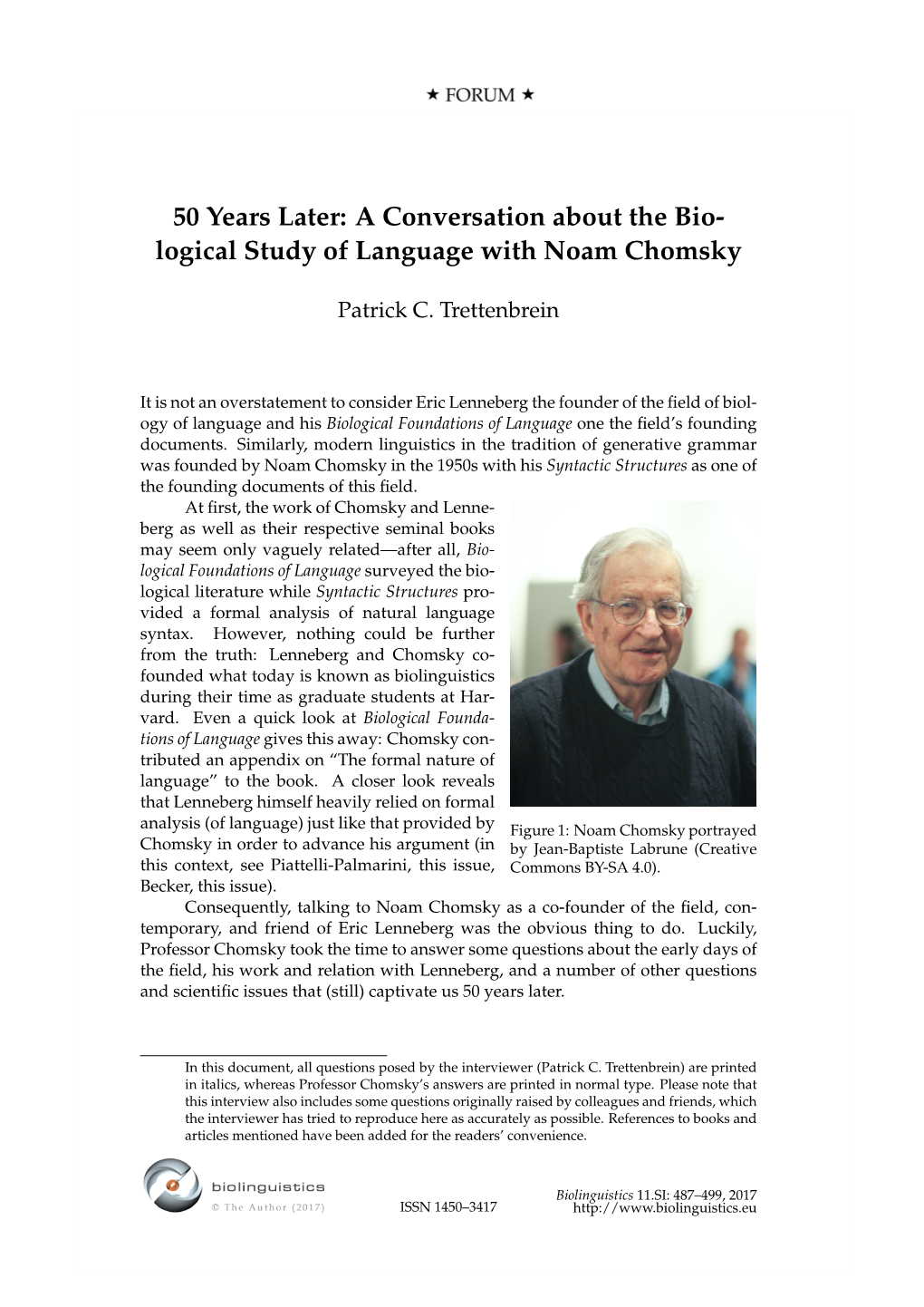 A Conversation About the Biological Study of Language with Noam