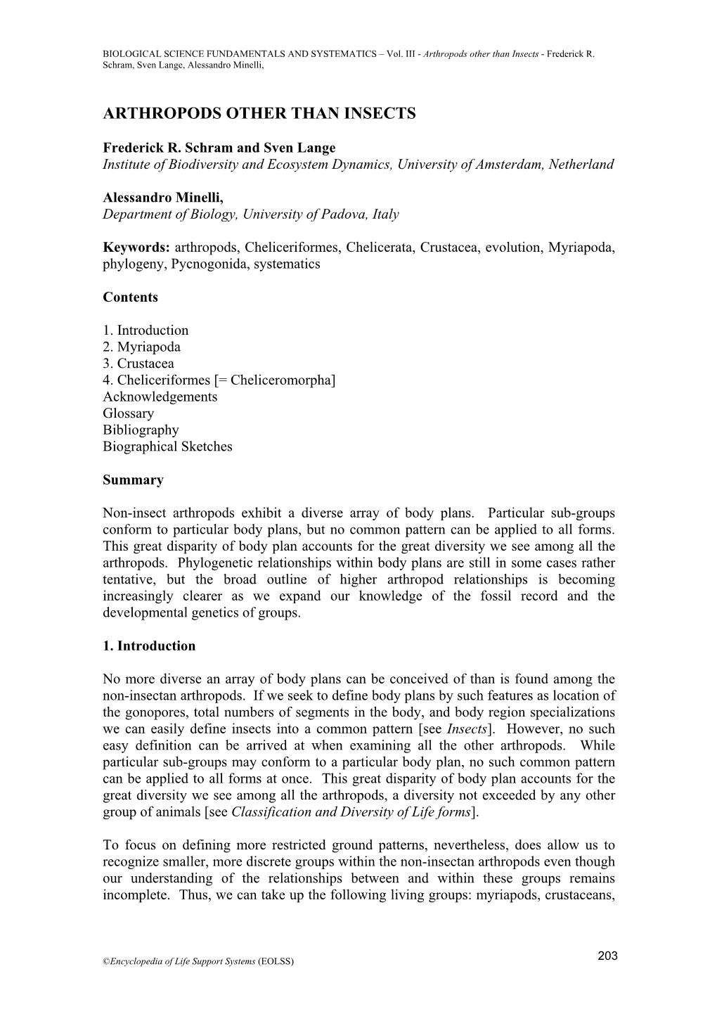 BIOLOGICAL SCIENCE FUNDAMENTALS and SYSTEMATICS – Vol