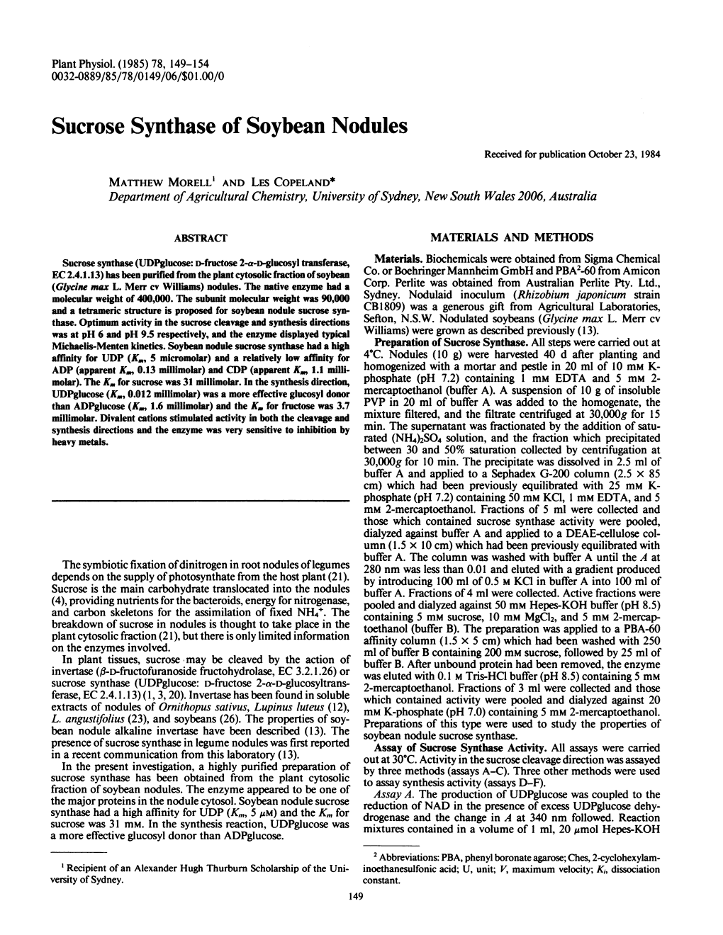 Sucrose Synthase of Soybean Nodules
