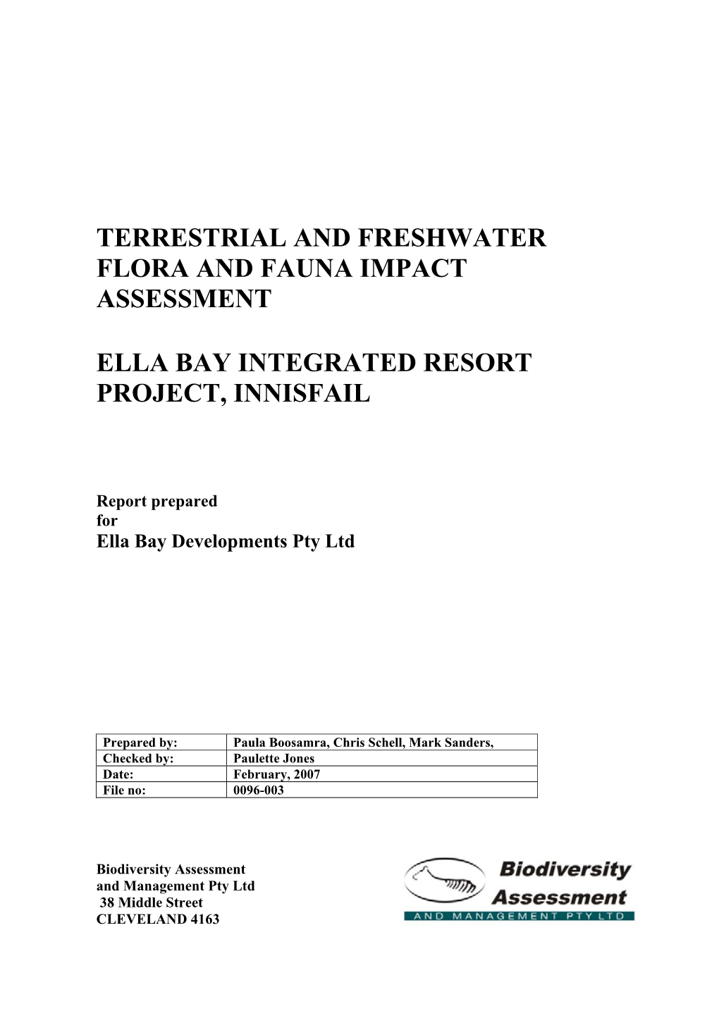 Terrestrial and Freshwater Flora and Fauna Impact Assessment