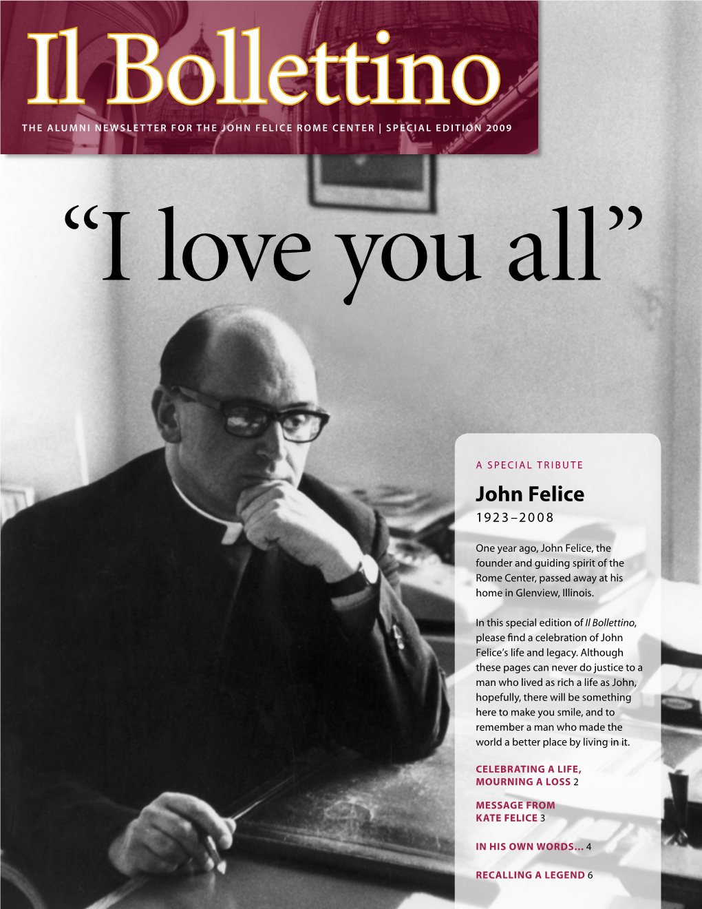 John Felice Rome Center | Special Edition 2009 “I Love You All”