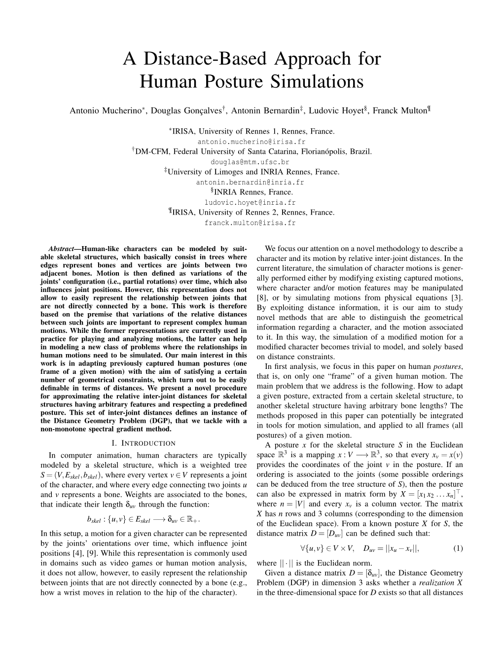 A Distance-Based Approach for Human Posture Simulations