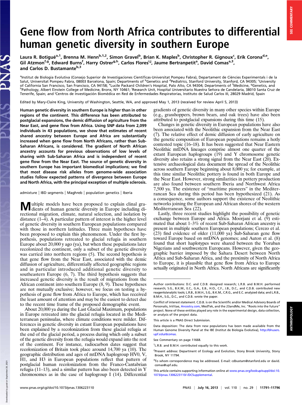 Gene Flow from North Africa Contributes to Differential Human