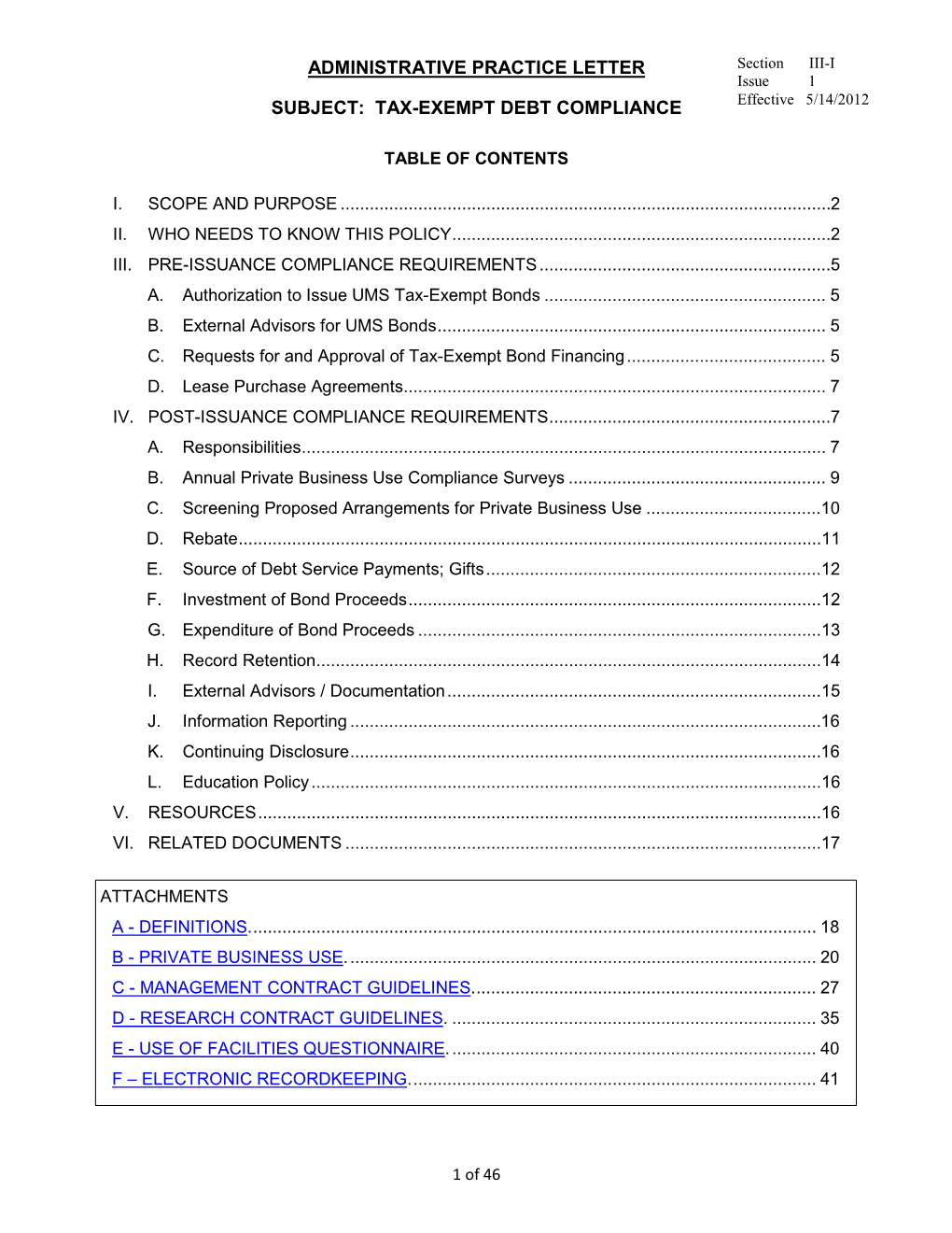 Tax-Exempt Debt Compliance