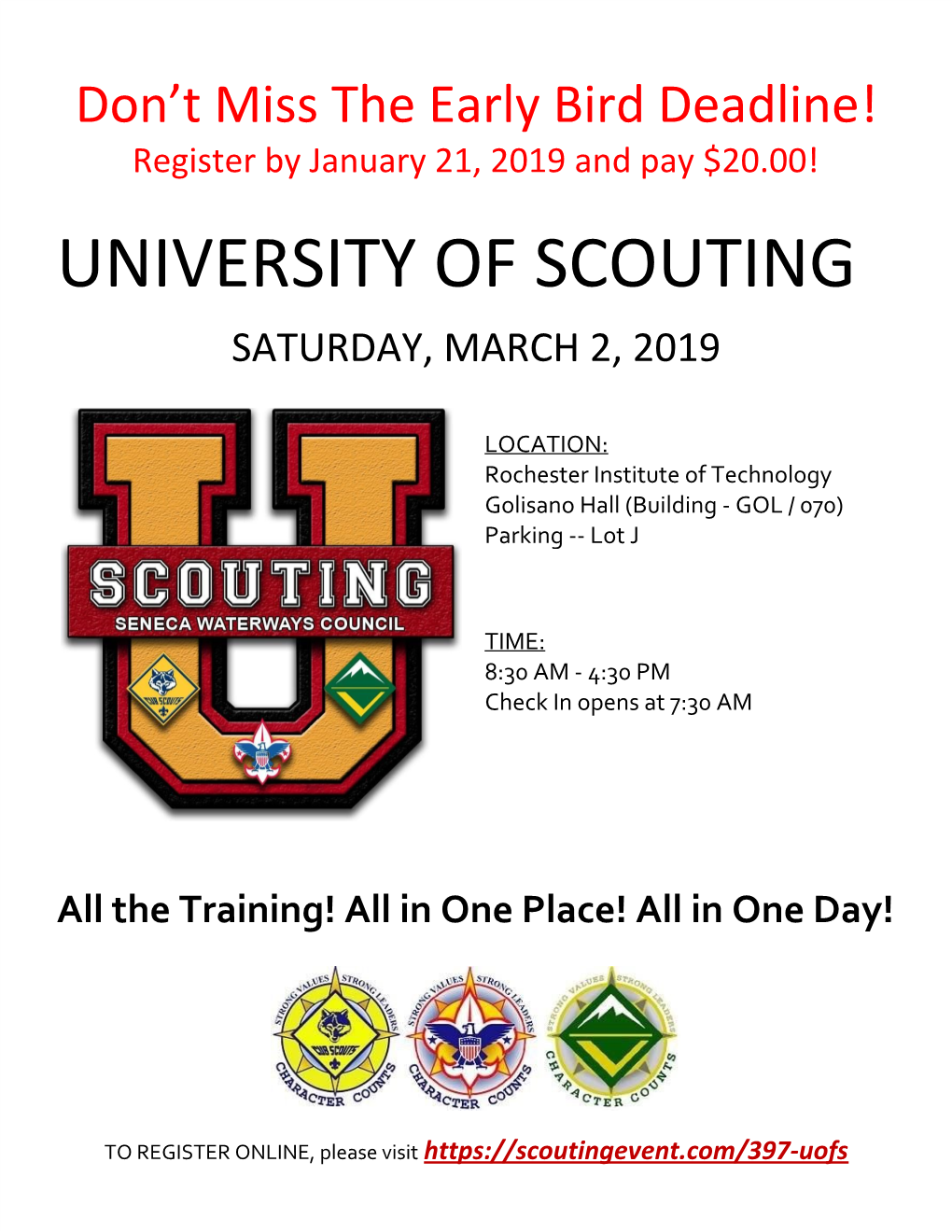 University of Scouting Saturday, March 2, 2019