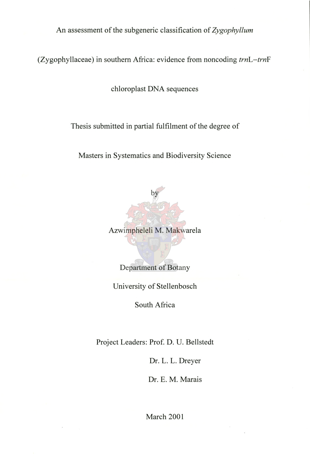 An Assessment of the Subgeneric Classification of Zygophyllum