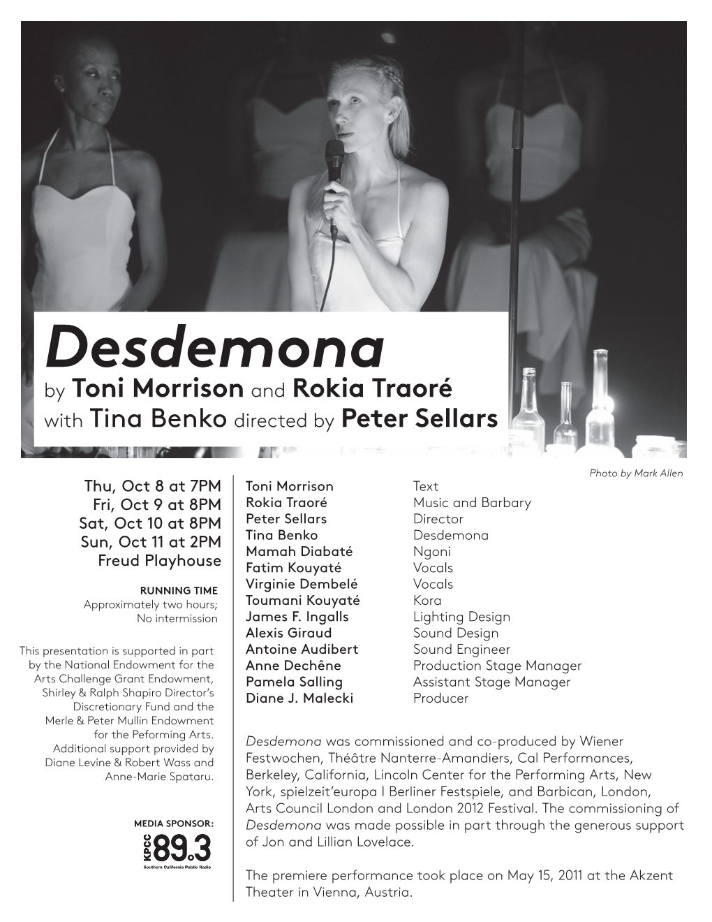 Desdemona by Toni Morrison and Rokia Traoré with Tina Benko Directed by Peter Sellars
