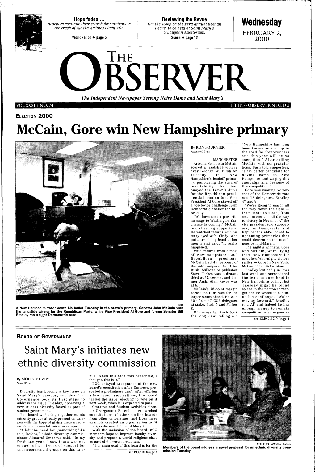 Mccain, Gore Win New Hampshire Primary