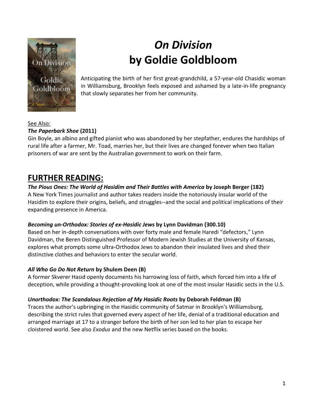 On Division by Goldie Goldbloom