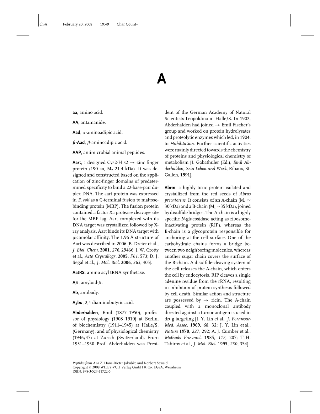 Aa, Amino Acid. AA, Antamanide. Aad, Α-Aminoadipic Acid. Β