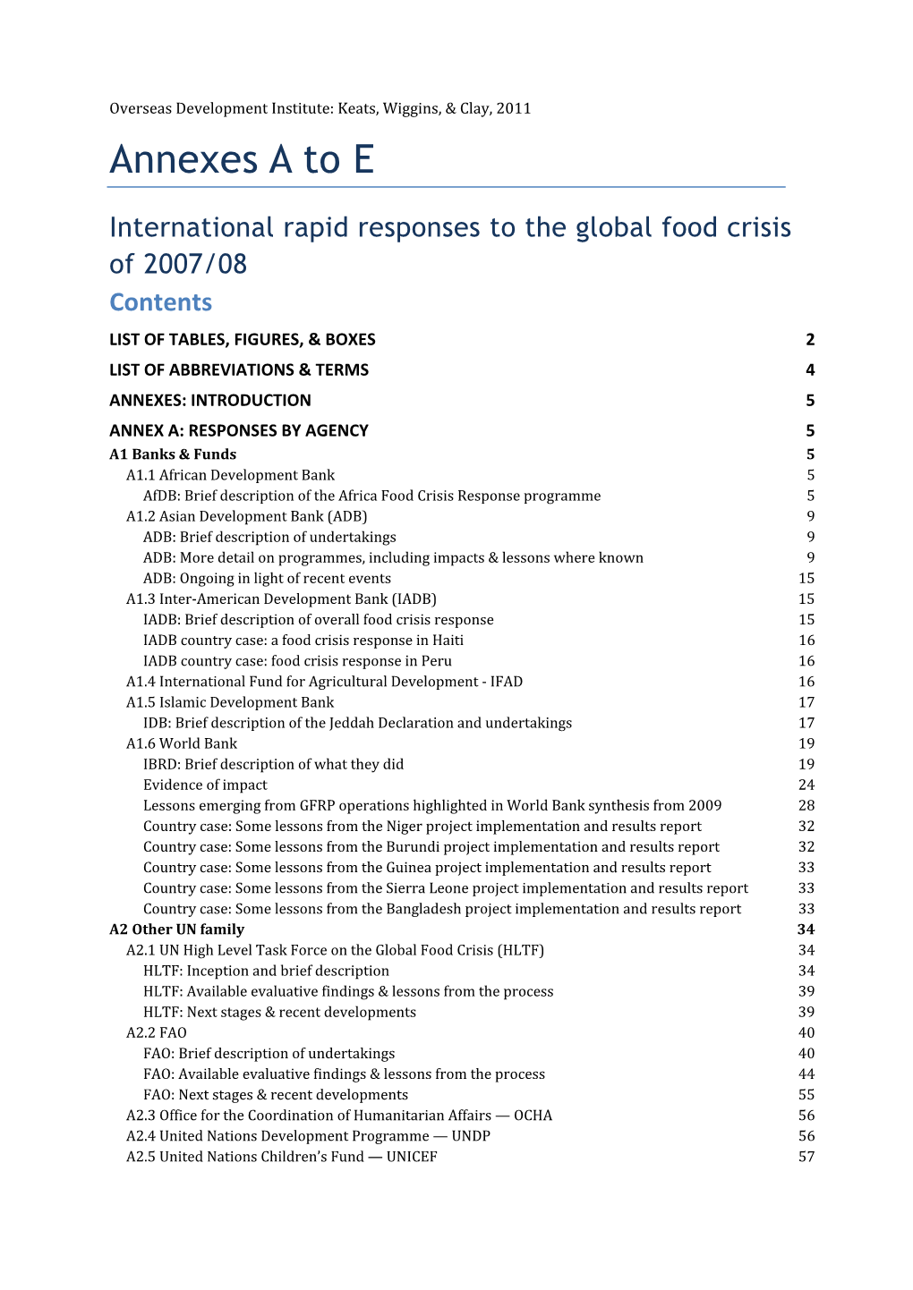 International Rapid Responses to the Global Food Crisis of 2007-08