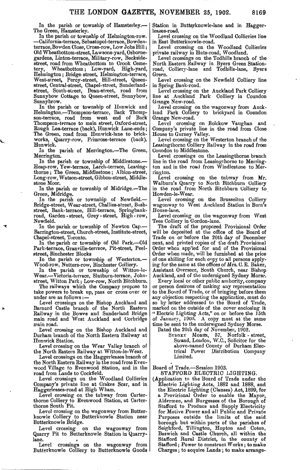 The London Gazette, November 25, 1902, 8169