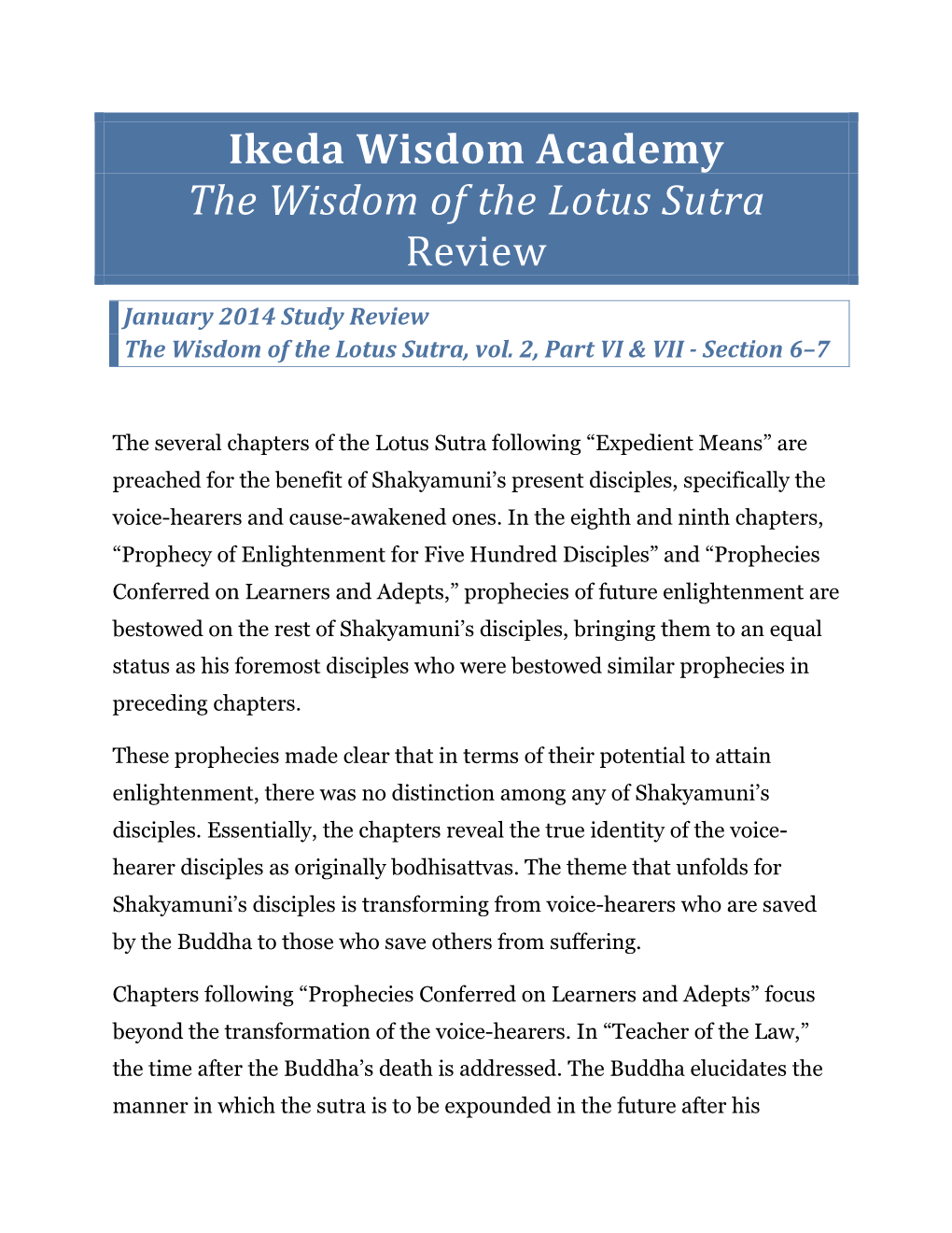 Ikeda Wisdom Academy the Wisdom of the Lotus Sutra Review