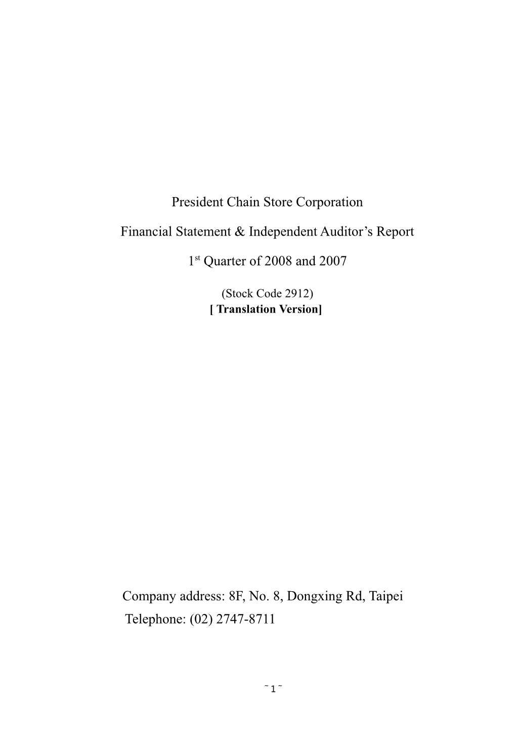 Financial Statement & Independent Auditor S Report