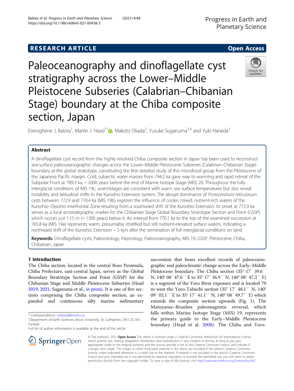 Paleoceanography and Dinoflagellate Cyst Stratigraphy Across the Lower–Middle Pleistocene Subseries (Calabrian–Chibanian