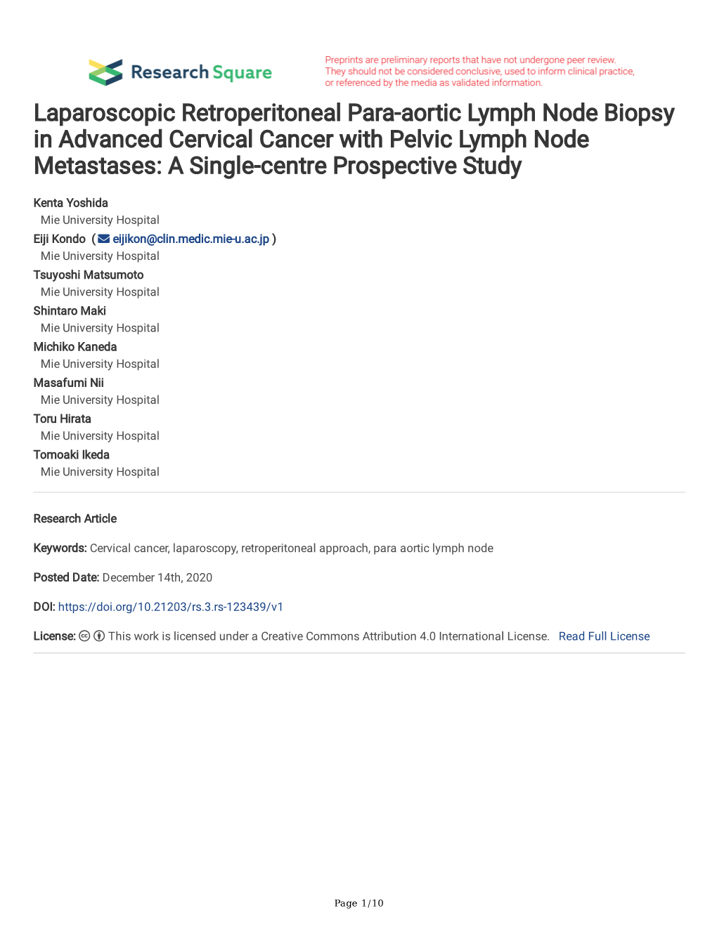 Laparoscopic Retroperitoneal Para-Aortic Lymph Node Biopsy in Advanced Cervical Cancer with Pelvic Lymph Node Metastases: a Single-Centre Prospective Study