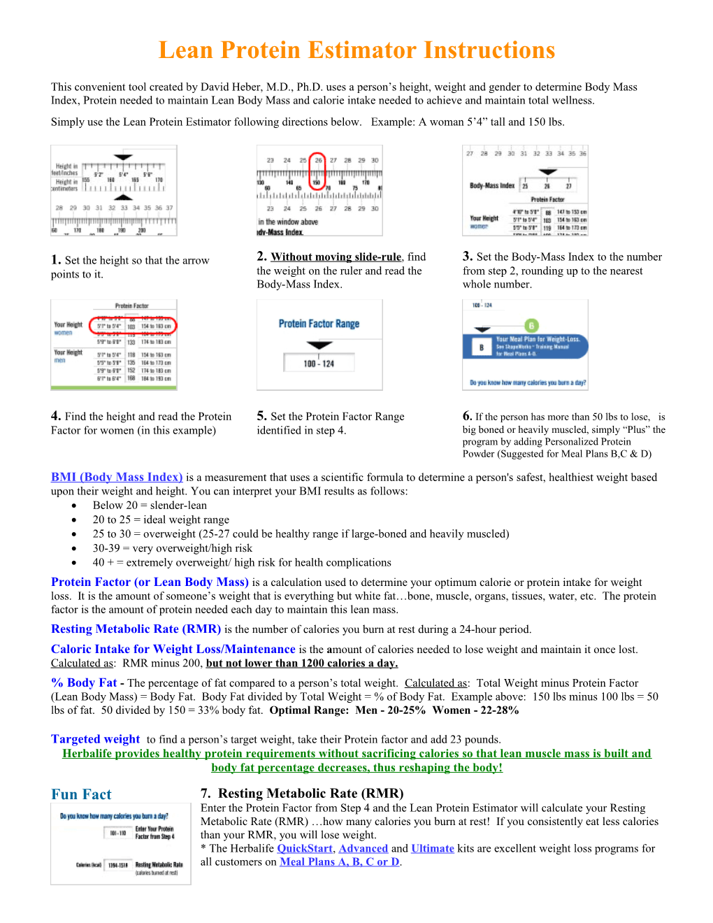 Lean Protein Estimator Instructions