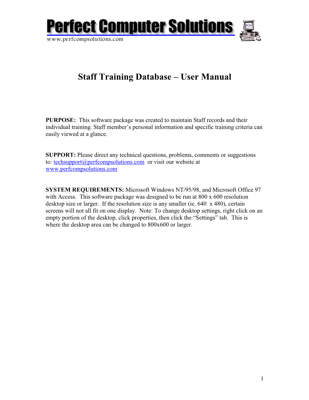 Staff Training Database – User Manual