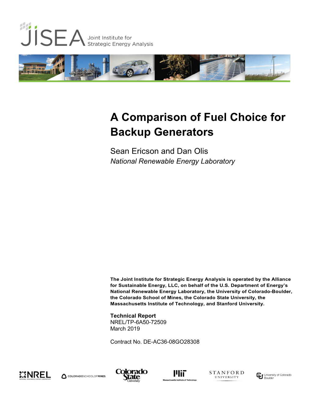 A Comparison of Fuel Choice for Backup Generators
