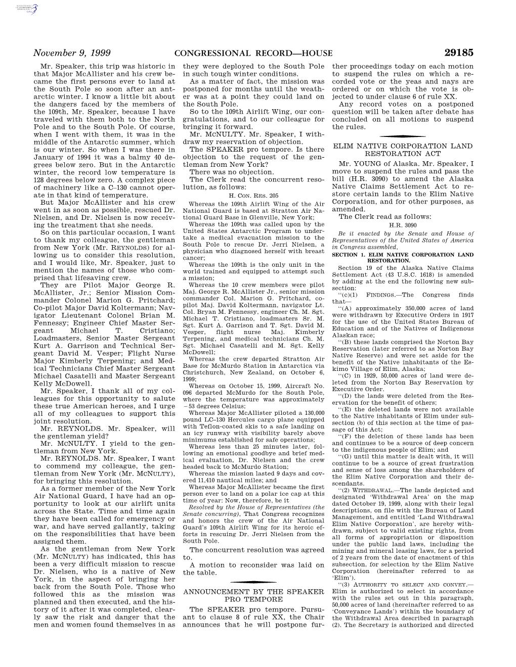 CONGRESSIONAL RECORD—HOUSE November 9, 1999