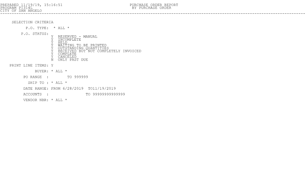 PO Report 11/19/2019