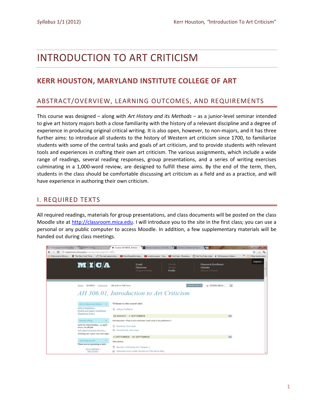 Introduction to Art Criticism”