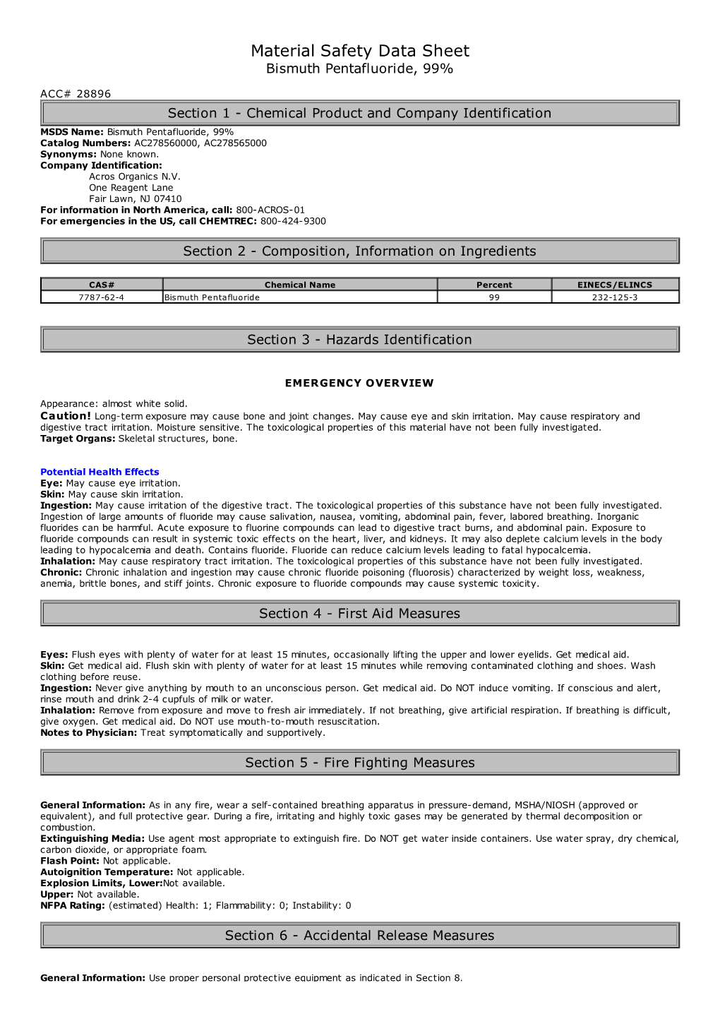 Material Safety Data Sheet